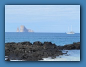 Kicker Rock and our ship off the coast of San Cristobal Island.